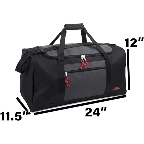 24 Inch Men & Women Black 1 Lightweight Canvas Duffle Gym Sports Equipment Bags - Picture 4 of 6